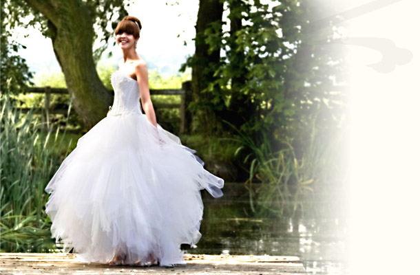 Tulle skirt, corseted ethereal designer wedding dress